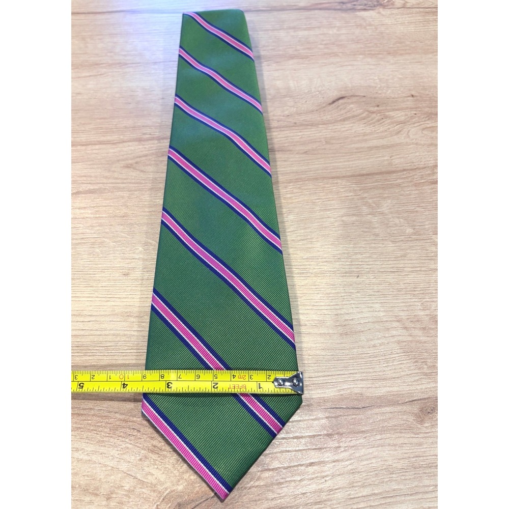 J.Crew Mens Silk Repp Stripe Tie Green Pink Navy Blue Diagonal Necktie‎